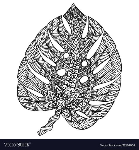 Engraving On Wood, Leaf Vector, Leaves Vector, Line Art Design, Monstera Leaf, Adult Coloring Books, Coloring Page, Adult Coloring, Flower Art