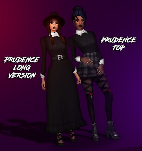 PrudenceTop Sims 4 Cc Goth, Sims 4 Maxis Match, Sims Inspiration, Sims Stories, Sims 4 Mm Cc, 4 Characters, Sims 4 Dresses, Sims 4 Mm, Sims 4 Characters