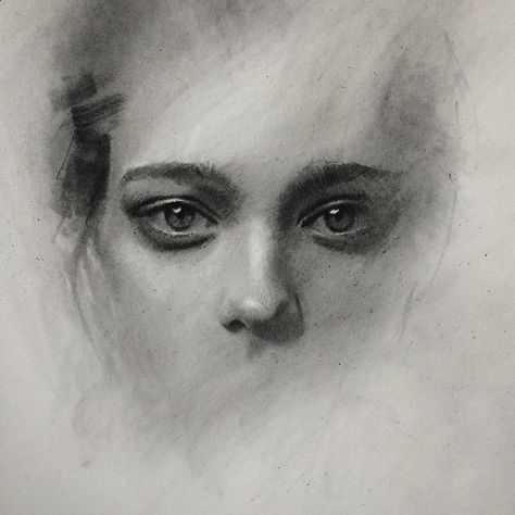 Sometimes I think this unfinished stage is stronger than the completed sketch. I tell myself that I will only take it a bit further each time.... But curiosity gets the better of me and I keep working to see it in it fully finished.. I ask myself which stage is actually "better" to me? It's a puzzle I have not yet solved. Casey Baugh, 얼굴 드로잉, Charcoal Portraits, 얼굴 그리기, White Drawing, Charcoal Art, Eye Painting, 인물 드로잉, Portrait Sketches