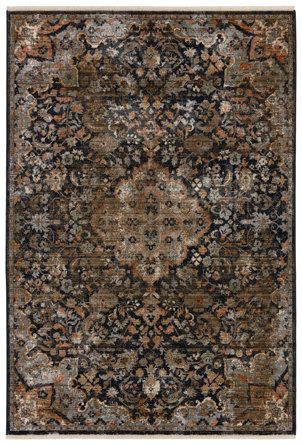 Joss & Main Miko Oriental Black/Dark Taupe Area Rug | Wayfair Eclectic Area Rug, Dark Color Palette, Dark Academia Decor, Turkish Design, Jaipur Living, Rug Size Guide, Apartment Style, Dark Taupe, Rug Direct