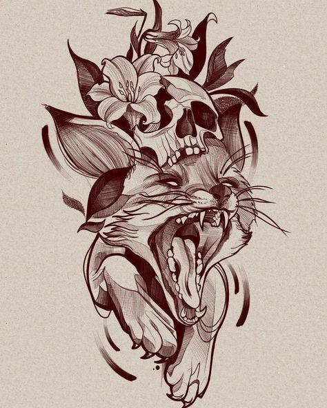 Fox Tattoo Design, Tier Tattoo, Tattoo Zeichnungen, Gothic Tattoo, Fox Tattoo, Tattoo Style Drawings, Tattoo Portfolio, Fox Art, Dope Tattoos