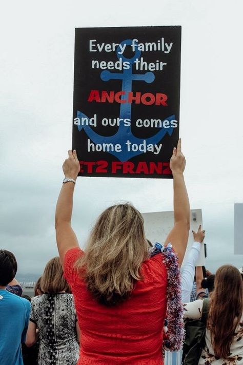 Navy Homecoming Sign #deployment #navy #homecoming Navy Welcome Home Signs, Navy Homecoming Signs, Deployment Homecoming Signs, Military Welcome Home, Homecoming Signs, Deployment Homecoming, Welcome Home Signs, Welcome Home Posters, Mail Ideas