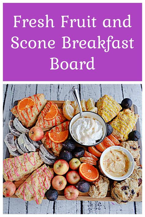 Hosting a breakfast or a brunch? Check out our easy to make super fun Fresh Fruit and Scone Breakfast Board! #breakfast #fruit #brunch #scones | Breakfast Recipes | Scone Recipes | Brunch Recipes | Breakfast Board Recipes Brunch Scones, Scones Breakfast, Citrus Butter, Spring Sweets, Caramel Whipped Cream, Baked Scones, Board Breakfast, Board Recipes, Brunch Board