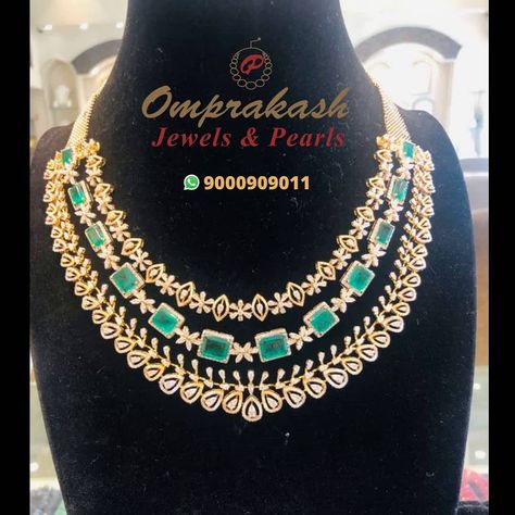 3 Layer Diamond Necklace, Detachable Diamond Necklace Indian, Layer Diamond Necklace, Diamond Haram, Emerald And Diamond Necklace, Diamond Necklace Indian, Latest Indian Jewellery, Diamond Jewelry Set, Bold Necklace