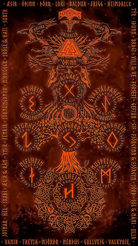 Norse Mythology Background, Odin Wallpaper Iphone, Norse Mythology Wallpaper, Norse Wallpapers, Nordic Wallpaper, Nordic Artwork, Traditional Viking Tattoos, Odin Norse Mythology, Mystic Wallpaper