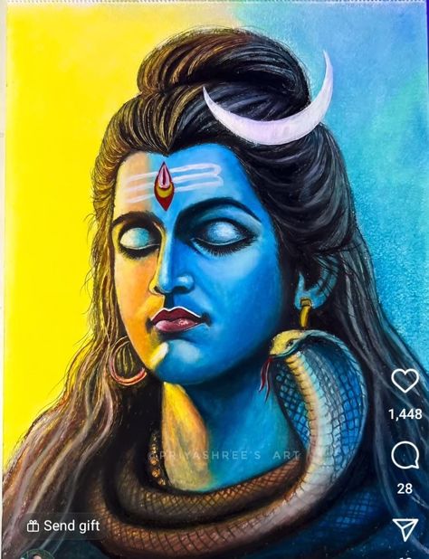 Shiva Art Sketches, Shiv Thakur Drawing, Shiva Oil Pastel Drawing, Shiv Ji Oil Pastel Drawing, Mahadev Watercolor Painting, Arcliyc Painting On Canvas, Siva Drawing, Mahadev Canvas Painting, God Shiva Drawing