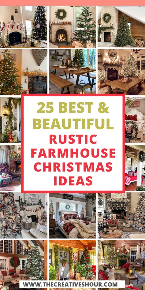 25 Super Cozy And Rustic Farmhouse Christmas Decor Ideas Classy Farmhouse Christmas Decor, Burgundy Farmhouse Decor, Rustic Farmhouse Winter Decor, Farmhouse Rustic Christmas Decor, Modern Farmhouse Christmas Decorations, Country Rustic Christmas Decor, Farmhouse Chic Christmas Decor, Rustic Traditional Christmas Decor, Country Chic Christmas Decor