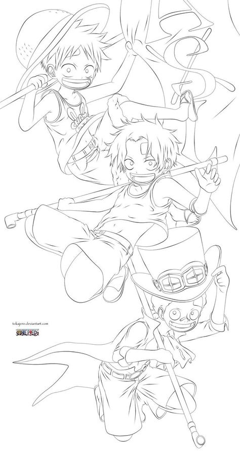 One Piece Lineart, Sabo And Luffy, One Piece Asl, Dibujos Toy Story, Anime Lineart, Drawing Tutorials For Beginners, Adult Coloring Designs, Anime Crafts, Wallpaper Animes