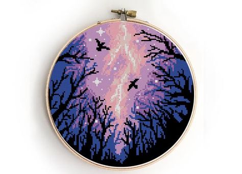 Hey, I found this really awesome Etsy listing at https://www.etsy.com/au/listing/669185416/northern-lights-cross-stitch-galaxy Northern Lights Cross Stitch, Moon Cross Stitch, Camping Nature, Nature Cross Stitch, Modern Landscape Design, Modern Landscape, Simple Cross Stitch, Modern Cross Stitch Patterns, Cross Stitch Patterns Free