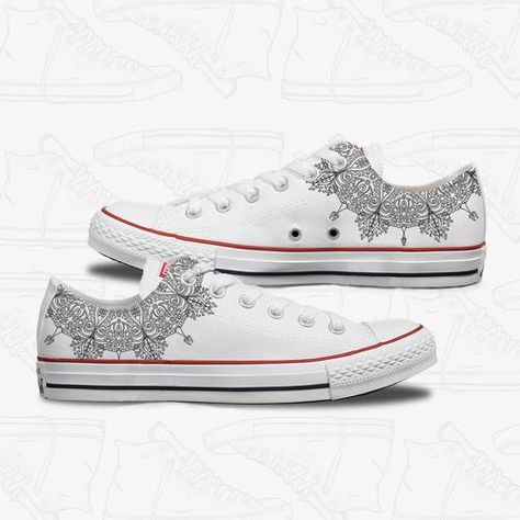 Mandala Custom Converse Shoe Art Designs, Custom Chuck Taylors, Painted Canvas Shoes, Diy Sneakers, Painted Sneakers, Creative Shoes, Custom Converse, Hand Painted Shoes, Shoe Art