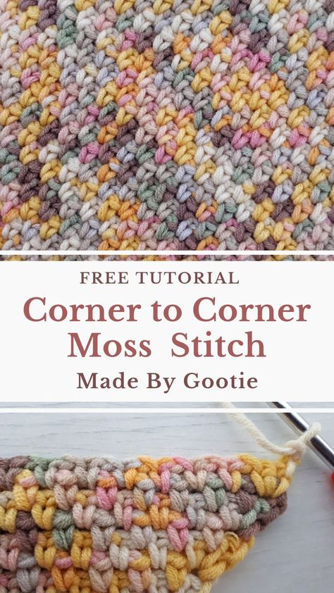 C2c Moss Stitch, Corner To Corner Crochet Pattern, Moss Stitch Pattern, Modern Haken, Crochet C2c Pattern, C2c Crochet Blanket, Corner Crochet, Corner To Corner Crochet, Popular Crochet