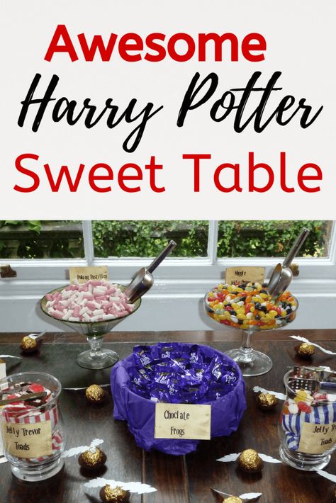 When we got married in 2016 we decided to bring a touch of magic to our big day with a table full of Harry Potter Sweets inspired by the fictional HoneyDukes Sweet Shop Harry Potter Candy Table Ideas, Harry Potter Candy Table, Harry Potter Sweets, Sweetie Table, Harry Potter Candy, Harry Potter Movie Night, Harry Potter Day, Sweet Table Wedding, Diy Harry Potter