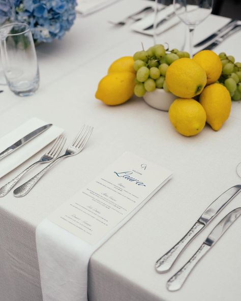 Wedding and Event Stationery on Instagram: "‘Something blue’ for Carinna & Alec 💙🍋 Stationery & Signage: @villastudioweddings Photography: @mottaweddings Venue: @gardenshouseag…" Event Stationery, Wedding Table Flowers, Garden Party Wedding, Wedding Dinner, Wedding Mood Board, Wedding Mood, Table Flowers, Rehearsal Dinners, Something Blue