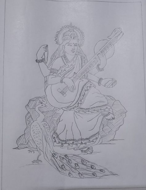 Saraswati pencil drawing Dj Images, Girly Drawings, Book Art Diy, God Illustrations, Pencil Drawing, Art Diy, Pencil Drawings, Book Art, Dj