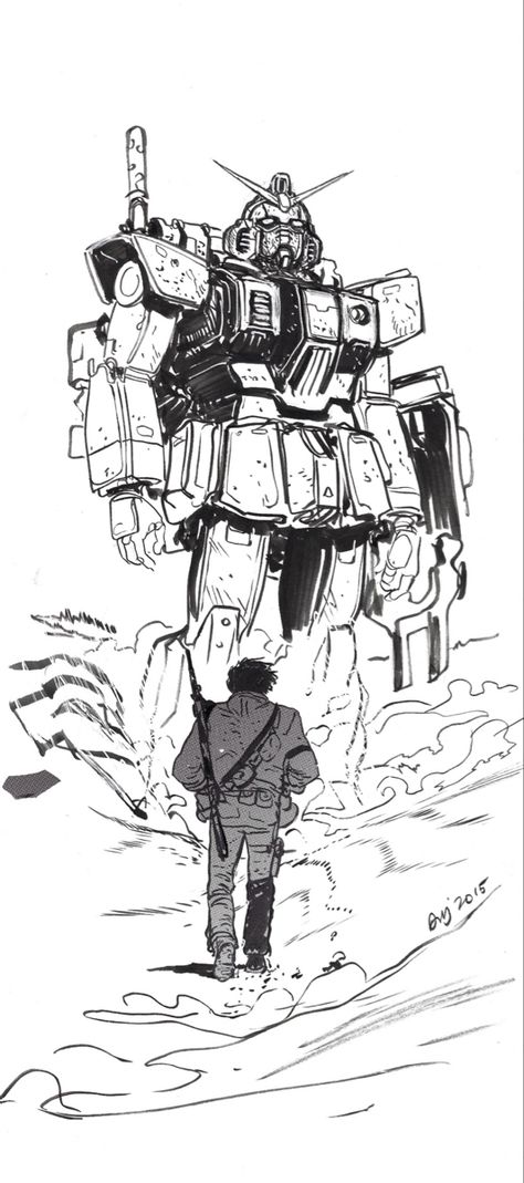 Gundam commission art by Daniel Warren Johnson Daniel Warren Johnson Art, Daniel Warren Johnson, James Harren, Ahmed Aldoori, Background Composition, Junggi Kim, Mech Art, Artist Reference, Sci Fi Character Design