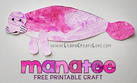 manatee Manatee Craft, Florida Crafts, Crafts For Kindergarten, Manatee Art, Under The Sea Crafts, Free Printable Crafts, K Crafts, Ocean Activities, Sea Crafts