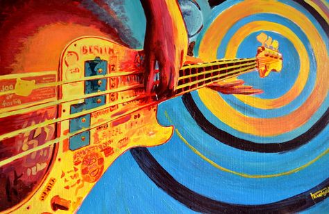 abstract bass guitar painting by ilyagalayda.deviantart.com on @DeviantArt Bass Guitar Art, Guitar Posters, Guitar Painting, Guitar Art, Arte Sketchbook, Arte Inspo, Ap Art, Photo Wall Art, New Wall