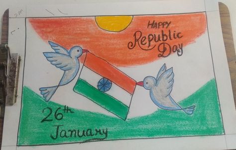 Republic day 26 January Republic Day Drawing, Republic Day Drawing Ideas, Republic Day Drawing, 26 January Republic Day, Poster Easy, Suit Drawing, Tree Drawings Pencil, Drawing Poster, 26 January