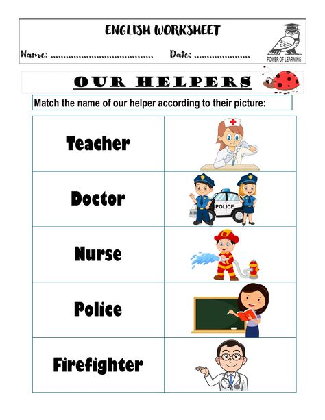 My worksheet is about our community helpers name. Students will match the name of our helpers according to their picture. #ourhelpers #ourcommunityhelpers #ourhelpersworksheet #englishworksheet #ourhelpersname #nameofourhelpers #worksheet Our Helpers Worksheets For Kindergarten, Our Helpers, Community Helpers Worksheets, People Who Help Us, English Worksheets For Kindergarten, Matching Worksheets, English Worksheet, Hindi Worksheets, Community Helper