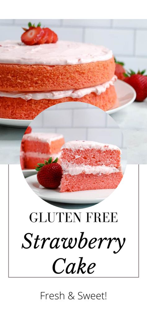 Gluten Free Strawberry Cake, Strawberry Cake Mix Cookies, Gluten Free Cake Mixes, Strawberry Gluten Free, Gluten Free Cake Recipe, Gluten Free Flour Mix, Strawberry Cake Mix, Strawberry Cake Recipes, Gluten Free Desserts Recipes