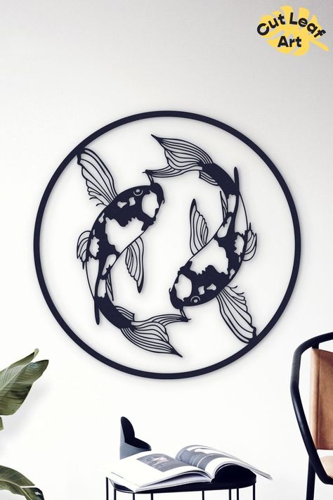 Free worldwide shipping🚀 Koi fish metal wall art is absolutely excellent piece that will be perfect addition to any room. Use it as an eye-catching decoration for your home or as an original and memorable gift for your loved ones. Material & Coating → 1.5 mm steel + Durable electrostatic powder Color options → Black, White Size options: XS → 20х20 inches (51x51 cm) S → 25х25 inches (63,5x63,5 cm) M → 30х30 inches (76x76 cm) L → 35x35 inches (89x89 cm) Wood Design Wall, Laser Cut Wall Decor, Wall Decor Large Wall, 2d Wall Art, Metal Fish Wall Art, Japanese Wall Decor, Laser Cut Decor, Wall Art Above Bed, Japanese Home Decor