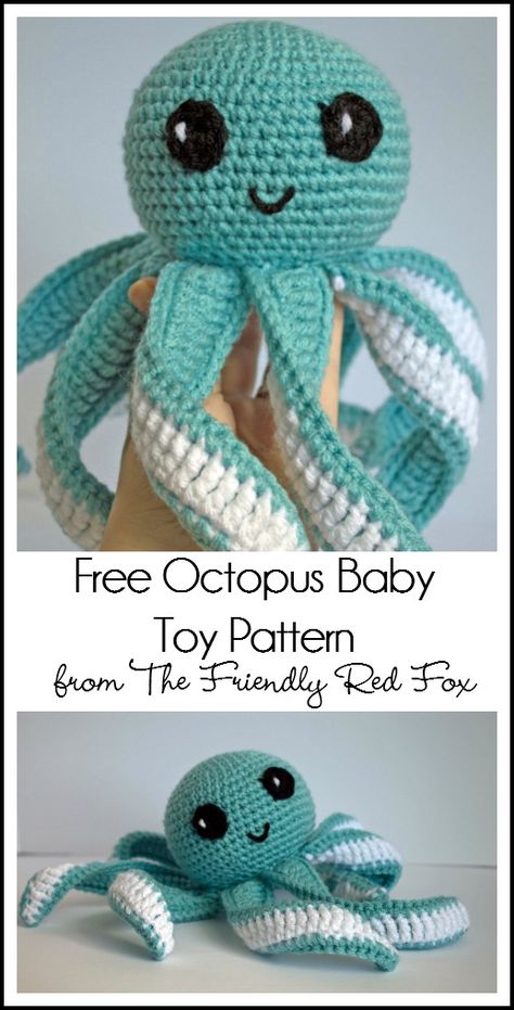 Amigurumi Octopus, Octopus Crochet Pattern, Crochet Toys Free, Crochet Octopus, Free Toys, Crochet Baby Toys, Haken Baby, Toy Pattern, Ideas Crochet