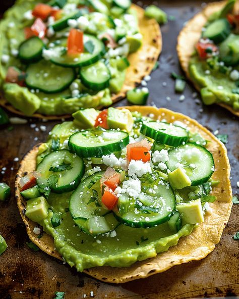 Avocado Tostadas - Recipes, Tasks & Tools Tostadas Recipes, Avocado Tostadas, Tostada Recipes, Avocado Hummus, Cotija Cheese, Gluten Free Cheese, Light Lunch, Canned Chickpeas, Best Appetizers