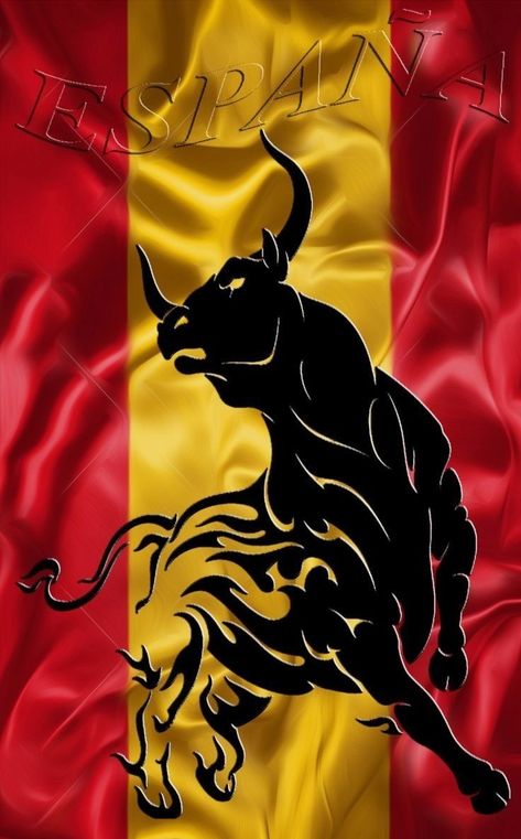 Spain Flag Wallpaper, Bull Artwork, Spanish Tattoos, Dark Iphone Backgrounds, Bulls Wallpaper, Spanish Flags, Fc Barcelona Wallpapers, Irish Coat Of Arms, Joker Comic