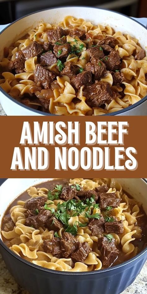 Discover the comforting flavors of Amish Beef and Noodles with this easy-to-follow recipe! Perfect for family dinners or cozy nights in, this hearty dish combines tender beef, egg noodles, and savory gravy for a delicious meal. Elevate your cooking with this traditional comfort food that's sure to impress. 🥘✨ Try it tonight and bring a taste of Amish cooking to your table! #AmishRecipes #BeefAndNoodles #ComfortFood #DinnerIdeas #EasyRecipes Amish Beef And Noodles Recipe, Amish Beef And Noodles, Beef Egg Noodles, Beef And Noodles Recipe, Best French Onion Soup, Noodle Dinner, Egg Noodle Recipes, Impressive Recipes, Pasta Dinner Recipes