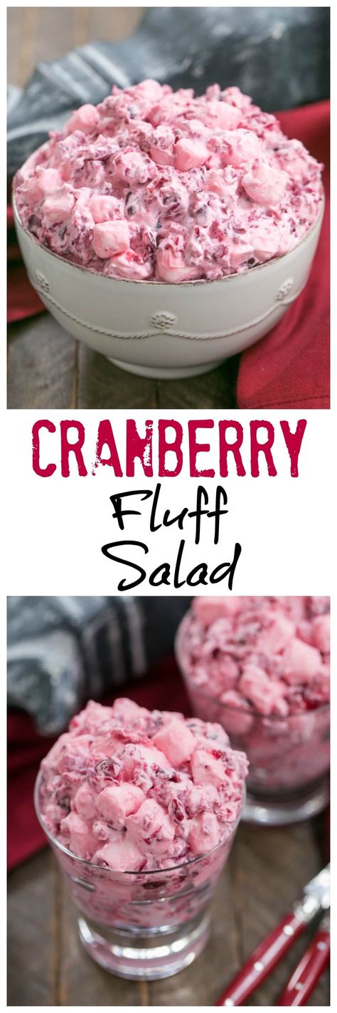 Fruit Salad With Whipped Cream, Cranberry Fluff Salad, Cranberry Fluff, Whipped Cream Desserts, Desserts Homemade, Fluff Salad, Thanksgiving Salad, Fluff Recipe, Fluff Desserts