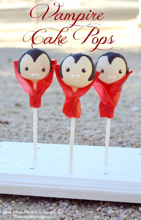 Bite these vampires before they bite you. Get the recipe from Moms & Munchkins.   - Delish.com Vampire Theme Desserts, Vampire Cake, Muffins Halloween, Vampire Birthday, Halloween Cakes Easy, Pasteles Halloween, Halloween Treats To Make, Cake Pop Tutorial, Spooky Halloween Food