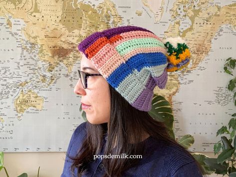 Crochet Blog — Pops de Milk - Fun and Nerdy Crochet Patterns Crochet Scrap Yarn Beanie Free Pattern, Scrap Yarn Crochet Projects, Scrap Yarn Beanie, Yarn Crochet Projects, Nerdy Crochet Patterns, Crochet Knot, Nerdy Crochet, Yarn Beanie, Amigurumi Projects