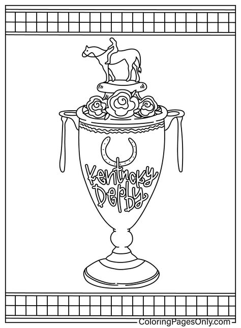 Kentucky Derby Cup Cup Coloring Pages, Kentucky Derby Men, Ky Derby, Horse Race, Kids Focus, Free Printable Coloring, Free Printable Coloring Pages, Christmas Tag, Kentucky Derby