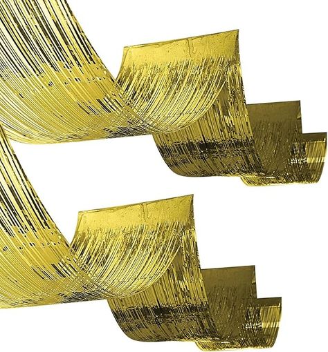 Amazon.com: Beistle 2 Piece Gold Metallic Plastic Fringed Ceiling Curtains 16’, Shimmering Party Decorations, Photo Backdrops, 19.5" x 16' : Home & Kitchen Great Gatsby Themed Party Decorations, Roaring 20s Party Decorations Gatsby, Black And Gold Banquet, 1920s Party Decor, Black And Gold Masquerade Party Decor, Prohibition Party Decorations, Gold Black And White Party Decorations, 1920 Party Decorations, Black And Gold Party Decorations For Men