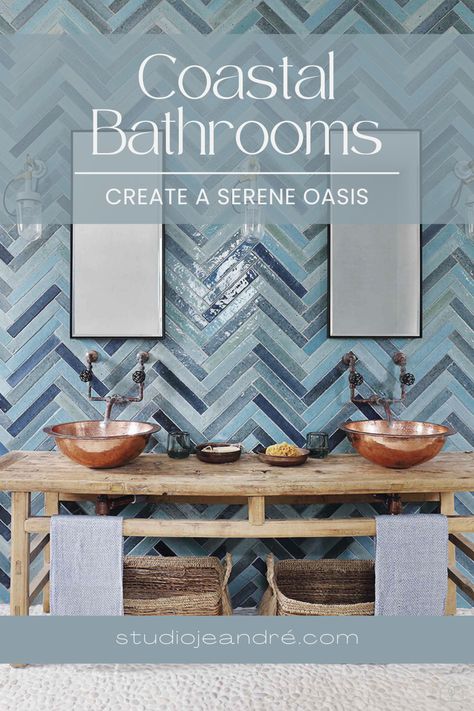 Discover stunning coastal bathroom ideas and designs that will transform your space into a modern coastal oasis. Explore small coastal bathroom ideas and get inspired by the coastal house aesthetic and learn how to infuse your bathroom with coastal charm. Elevate your coastal bathroom design with curated decor ideas that capture the essence of the sea. Dive into the world of modern coastal decor and create a serene and stylish bathroom that embodies the beauty of coastal living. Modern Coastal Interior Design Bathroom, Coastal House Aesthetic, Coastal Blue Bathroom, Beach House Powder Room, Small Coastal Bathroom Ideas, Small Coastal Bathroom, Modern Coastal Bathroom, Coastal Bathroom Ideas, Coastal Bathroom Design