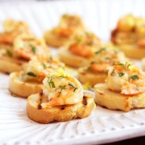 Shrimp Bruschetta with Limoncello Shrimp Bruschetta, Cilantro Shrimp, Grilled Appetizers, Limoncello Recipe, Spring Dishes, Classic Appetizers, Spring Recipes, Shallots, Lemon Juice