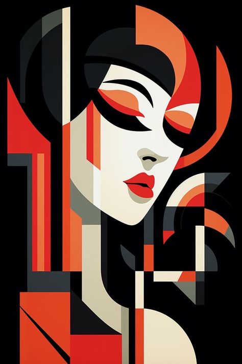 Cubism Self Portrait, Cubism Art Modern, Cubism Illustration, Cubism Portrait, Jazz Music Art, Mexican Folk Art Decor, Stylized Portraits, Art Deco Portrait, Cubism Abstract