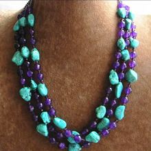 Fashion elegant 3 rows faceted round purple chalcedony irregular calaite beads necklace romantic women jewelry 17-19inch BV359(China (Mainland)) Turquoise Bead Jewelry, Crystal Beads Necklace, Chalcedony Crystal, Purple Chalcedony, Crystal Bead Necklace, Turquoise And Purple, Beaded Jewelry Designs, Jewelry Design Necklace, Crystal Charm