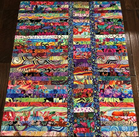 Kaffe Fassett ~ Strip & Flip ~ Quilt Top 41" X 49 1 2" Made In Nc 04A Kaffe Fassett Quilts, Scrap Quilt, Kaffe Fassett, Scrap Quilts, Quilt Top, Cotton Quilts