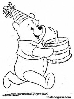 Print out coloring pages Winnie the Pooh with a birthday cake - Printable Coloring Pages For Kids Winnie The Pooh Coloring Pages, Pooh Coloring Pages, Coloring Birthday Cards, Happy Birthday Coloring Pages, Pooh Birthday, Winnie The Pooh Pictures, Birthday Coloring Pages, Winnie The Pooh Birthday, Bear Coloring Pages