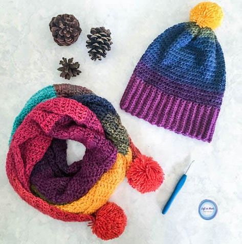 Chroma Hat - Free Crochet Pattern Using Mandala Yarn - Left in Knots Mandala Yarn Crochet Patterns, Mandala Yarn Crochet, One Skein Crochet Patterns, Slouch Hat Crochet Pattern, Lion Brand Mandala Yarn, Crochet Slouch Hat, One Skein Crochet, Mandala Yarn, Crochet Scarfs