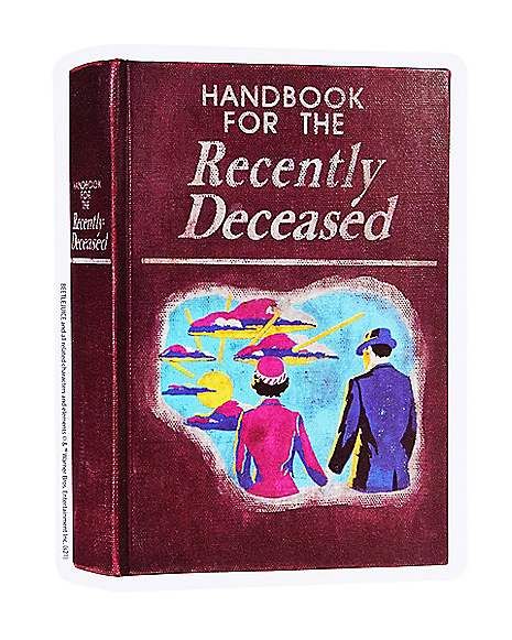 Book For The Recently Deceased, Beetlejuice Room, Halloween Indoor Decorations, Beetlejuice Handbook, Beetlejuice Book, Handbook For The Recently Deceased, Beetlejuice Costume, Fun Magnets, Book Tattoo