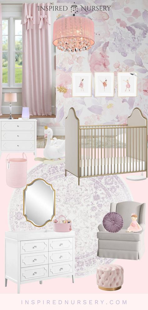 pink and lavender nursery Pastel Girl Nursery, Baby Girl Nursery Lavender, Light Purple Nursery Girl, Girl Nursery Ideas Purple, Lavender Nursery Baby Girl, Pink And Purple Nursery, Lavender Nursery Girl, Neutral Safari Nursery, Lavender Inspiration