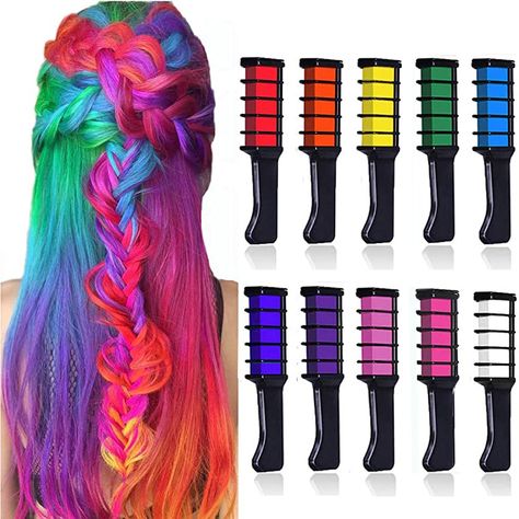 Amazon.com: Maydear Temporary Hair Chalk Comb-Non Toxic Washable Hair Color Comb for Hair Dye-Safe for Kids for Party Cosplay DIY (6 Colors): Beauty Washable Hair Dye, Washable Hair Color, Hair Lights, Diy Hair Color, Christmas Cosplay, Hair Chalk, Bright Hair Colors, Comb Set, Temporary Hair Color