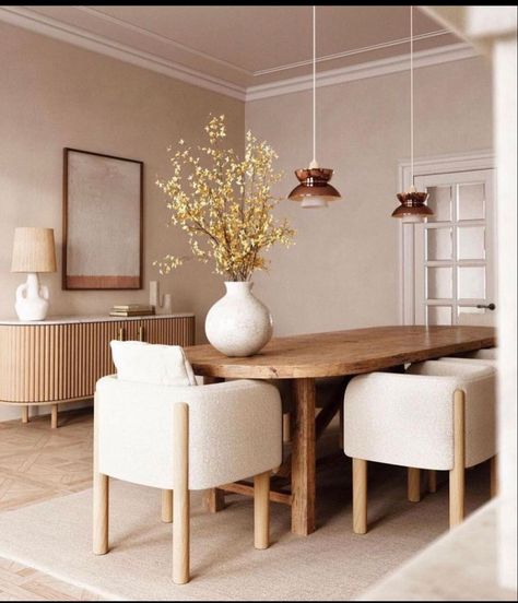 Japandi Dining Room, Japandi Dining, Japandi Furniture, Estilo Japandi, Japandi Home Decor, Japandi Living Room, Taupe Walls, Japandi Home, Japandi Living