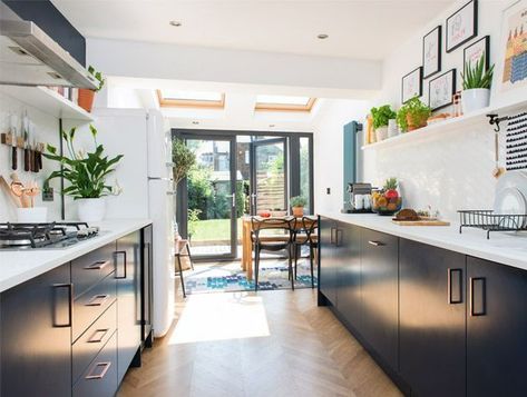 Kitchen Ideas Victorian, Terraced House Kitchen, Victorian Terrace Kitchen, House Kitchen Ideas, Victorian Terrace Interior, Kitchen Diner Extension, Victorian Terraced House, Terrace Kitchen, Galley Kitchen Design