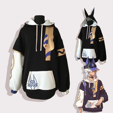 Cosplay Hoodie Cyno from Genshin Impact. This item is made to order according to your measurements. The art of Cyno by 青春旅者少年不会梦到兔女郎仙人 Kawaii Hoodies, Future Clothes, Sewing Design, Themed Outfits, Kawaii Clothes, Fancy Outfits, Unique Outfits, Fashion Sewing, Diy Fashion