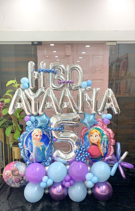 Anna, Elsa, Frozen Theme Party, Frozen, Disney, Birthday, Decor, Balloon Bouquet Name Balloon Bouquet, Elsa Decorations Party, Frozen Balloon Bouquet, Ballon Buquet, Frozen Balloons, Name Balloons, Balloon Arch Diy, Party Balloons Diy, Disney Frozen Birthday Party