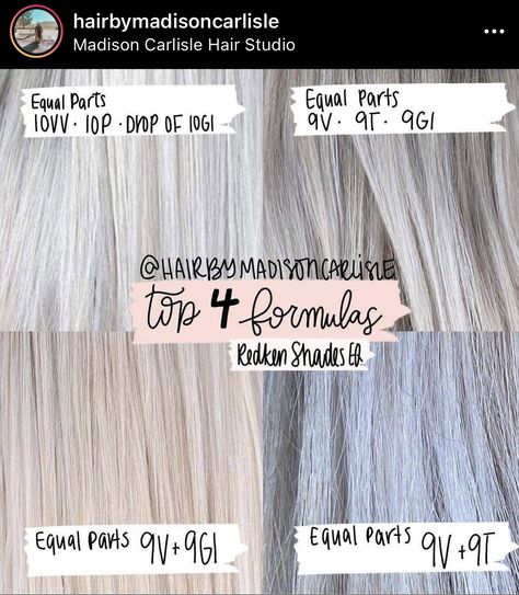 Cool Blonde Shades Eq Formula, Grey Toner For Blonde Hair, White Blonde Formula, Shades Eq Grey Toner Formulas, T14 Toner Before And After, Platinum Formula, Silver Hair Color Formula, Blonde Formulas, Toner Formulas