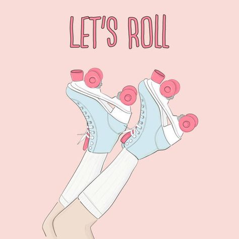 Skating Poster, 80s 90s Party, Motivational Typography, Typography Hand Drawn, 90s Party, Sketch Illustration, Roller Skates, Roller Skating, Party Decoration